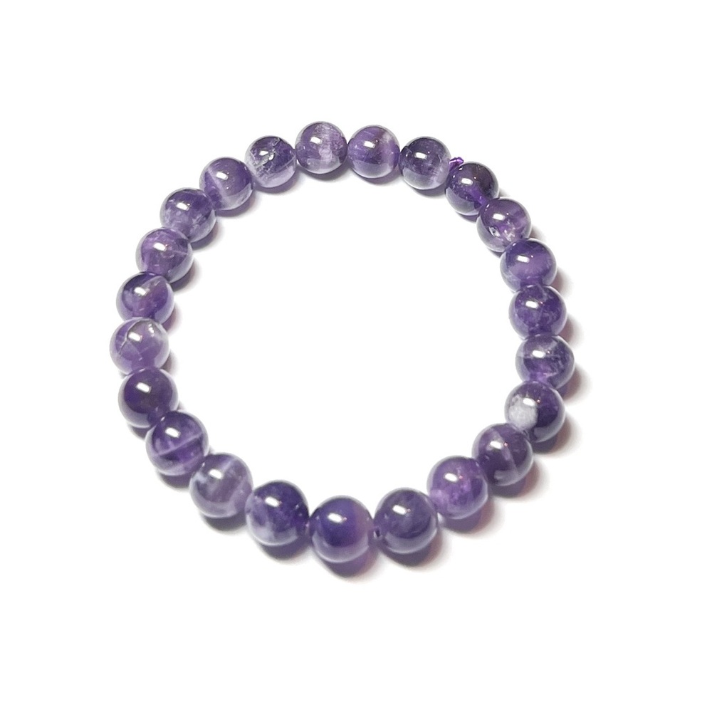 Genuine Amethyst Beaded Stretch Bracelet | Gemstone Bead  | Natural Amethyst